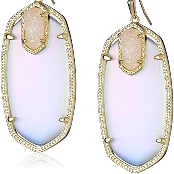 Kendra Scott RARE & RETIRED Darcy Earrings Iridescent & Iridescent Drusy GORG! - Picture 8 of 14